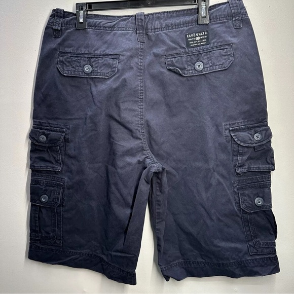 Ecko Unltd Navy Blue Men's 12.5” Inseam Size 34 Cargo Shorts 100% Cotton - Picture 2 of 8